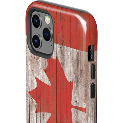 Canadian Flag Dark Wood iPhone 12 Pro Max Impact Case